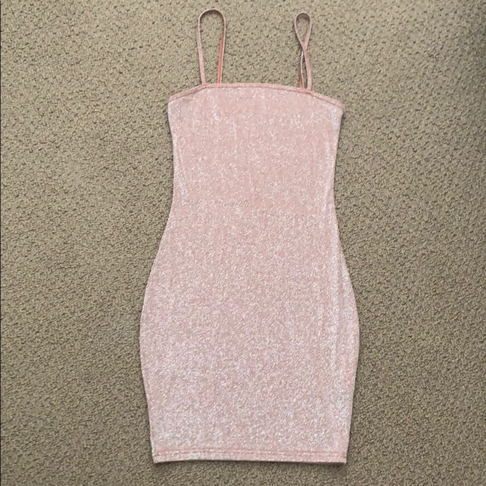 Pink glitter body con dress